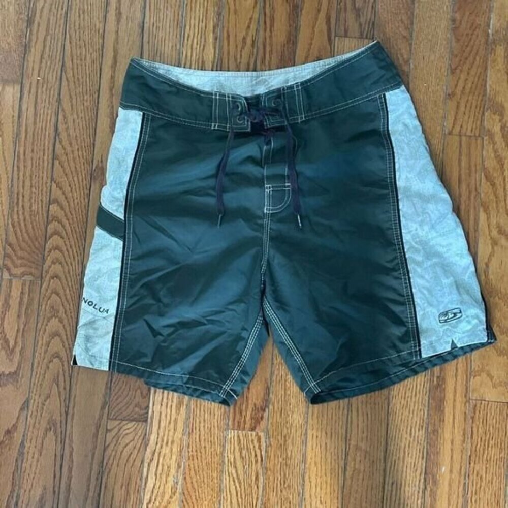 Honolua Shorts Mens 31 green tropical Surf Beach Board Swim Trunks Hawaiian